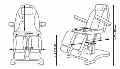 Педикюрное кресло Шарм-03 (Элегия-3В), 3 мотора, Чёрный: вид 11